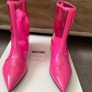 MOSCHINO Couture Rain Boots Pink Worn Once! Size 38 1/2